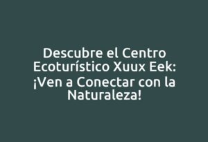 Descubre el Centro Ecoturístico Xuux Eek: ¡Ven a Conectar con la Naturaleza!